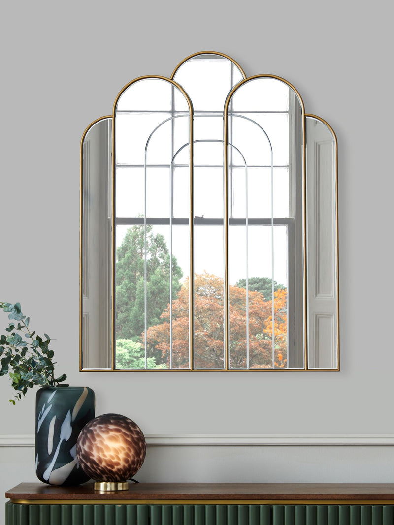 Clarke & Clarke gold arched mirror 100x80cm, UK version