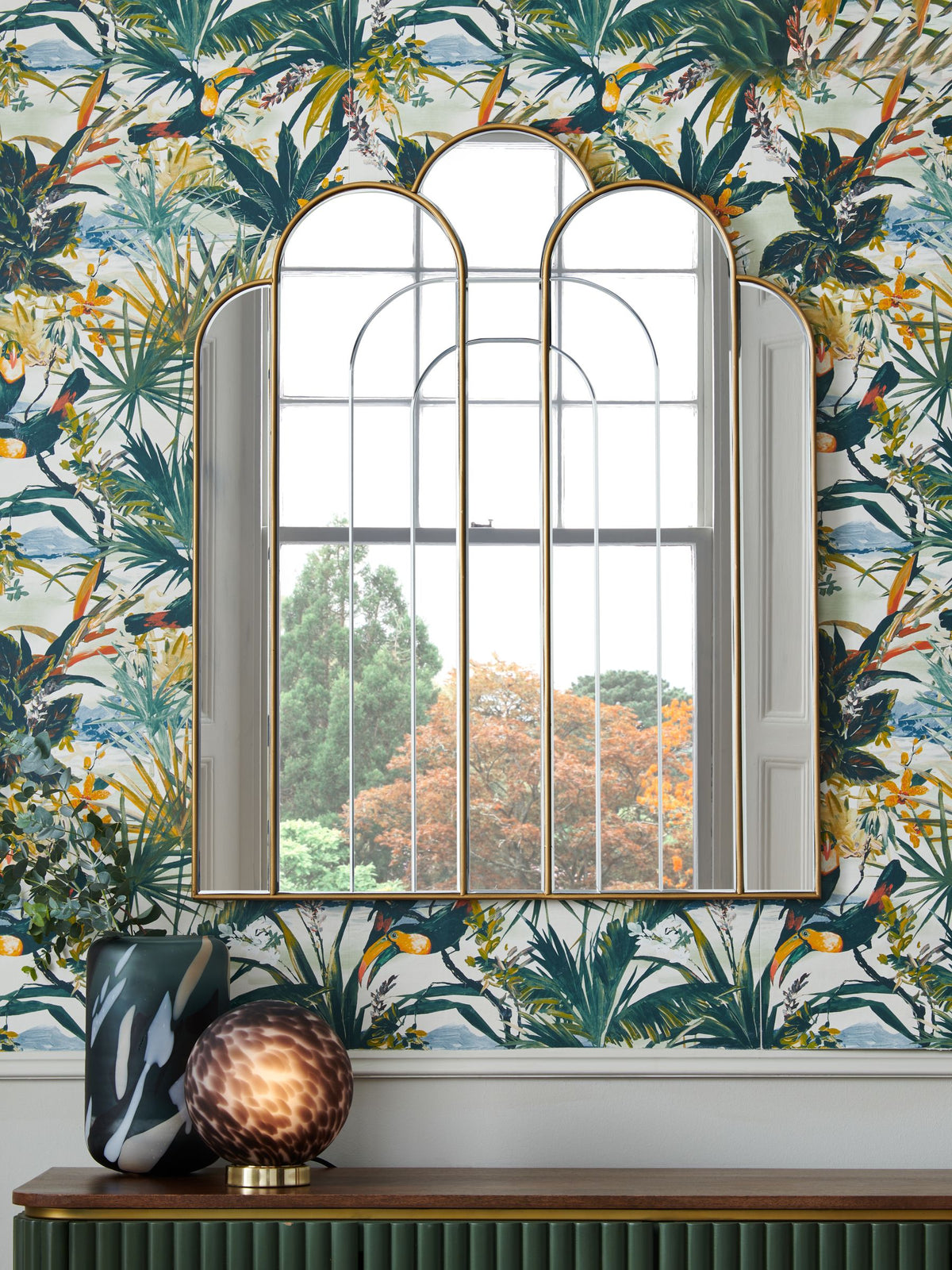 Clarke & Clarke gold arched mirror 100x80cm, UK version