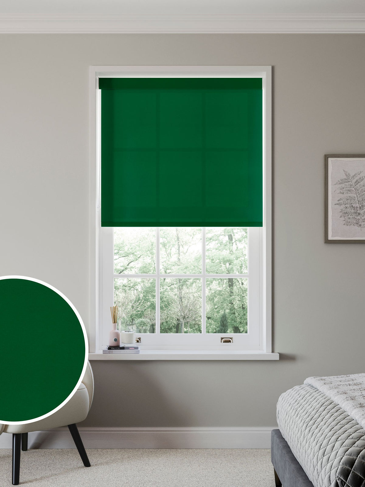Next pine green plain roller blind (British brand)
