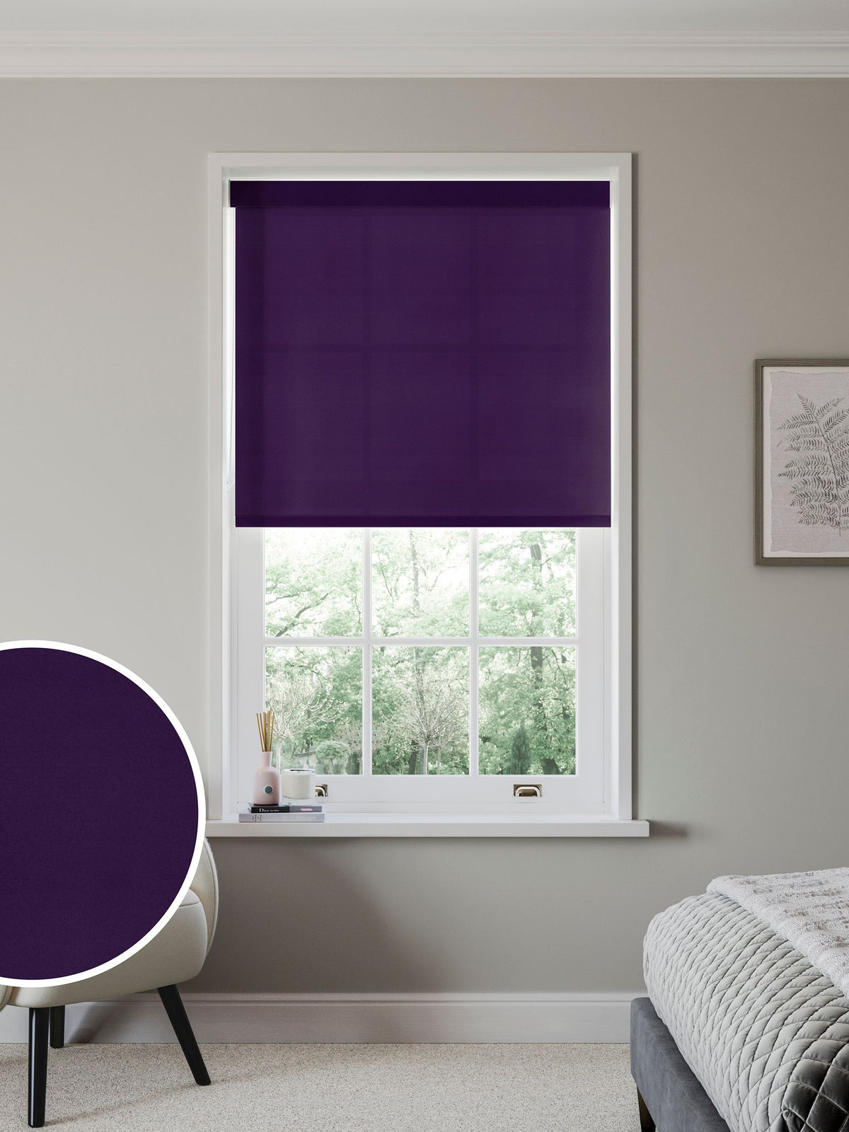 Next grape purple made to measure roller blind - British product