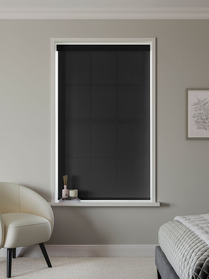 Next black plain roller blind made to measure, imported from the UK
