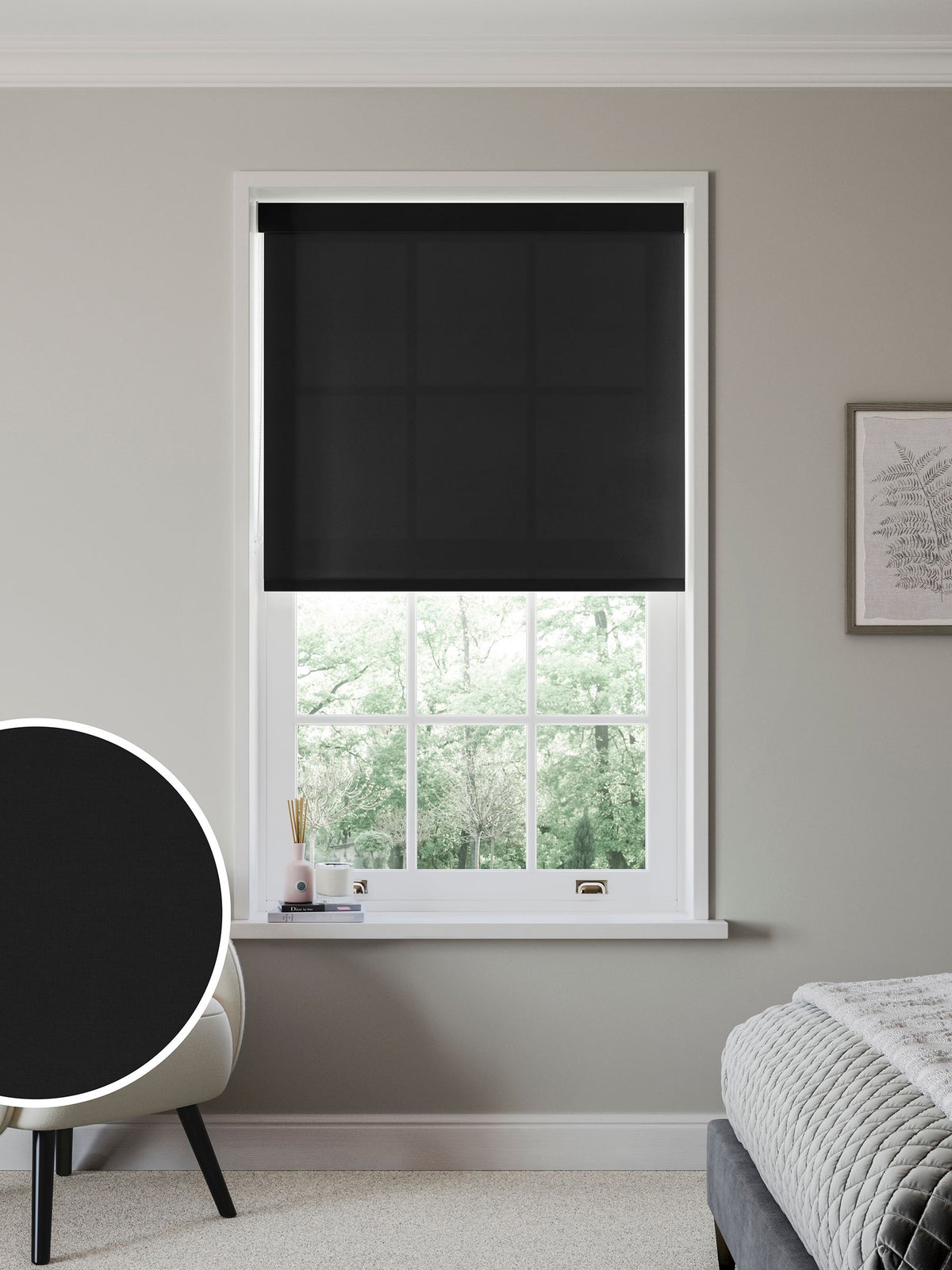 Next black plain roller blind made to measure, imported from the UK