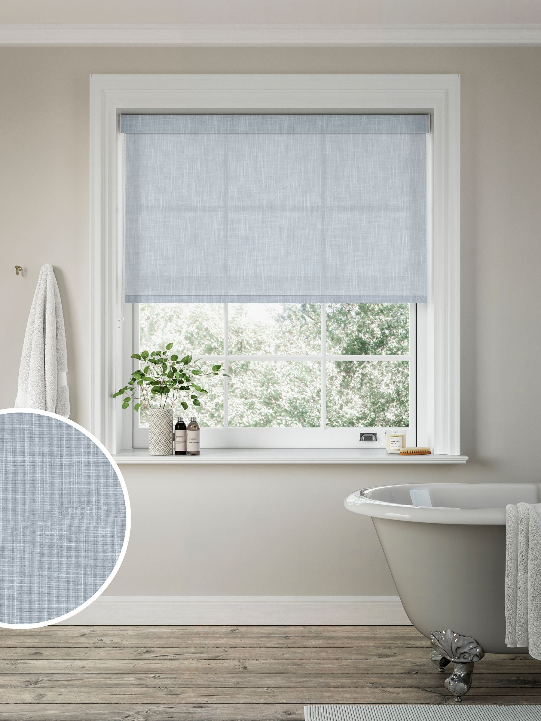 Next Leela Duck Egg Blue roller blind, imported from the UK