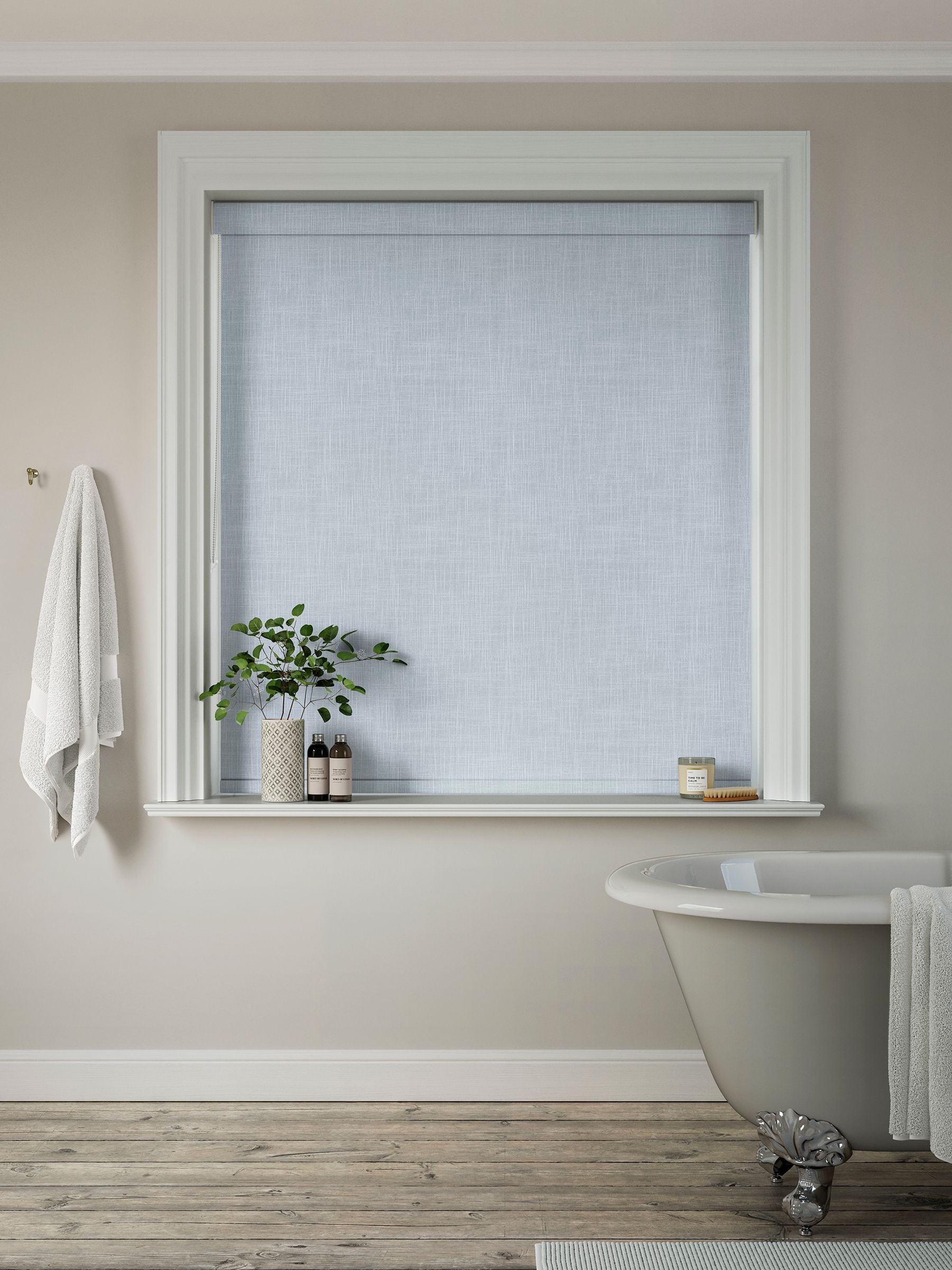 Next Leela Duck Egg Blue roller blind, imported from the UK