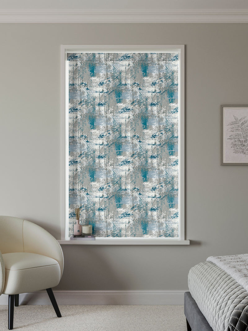 Next teal printed texture roller blind made to measure (British brand)