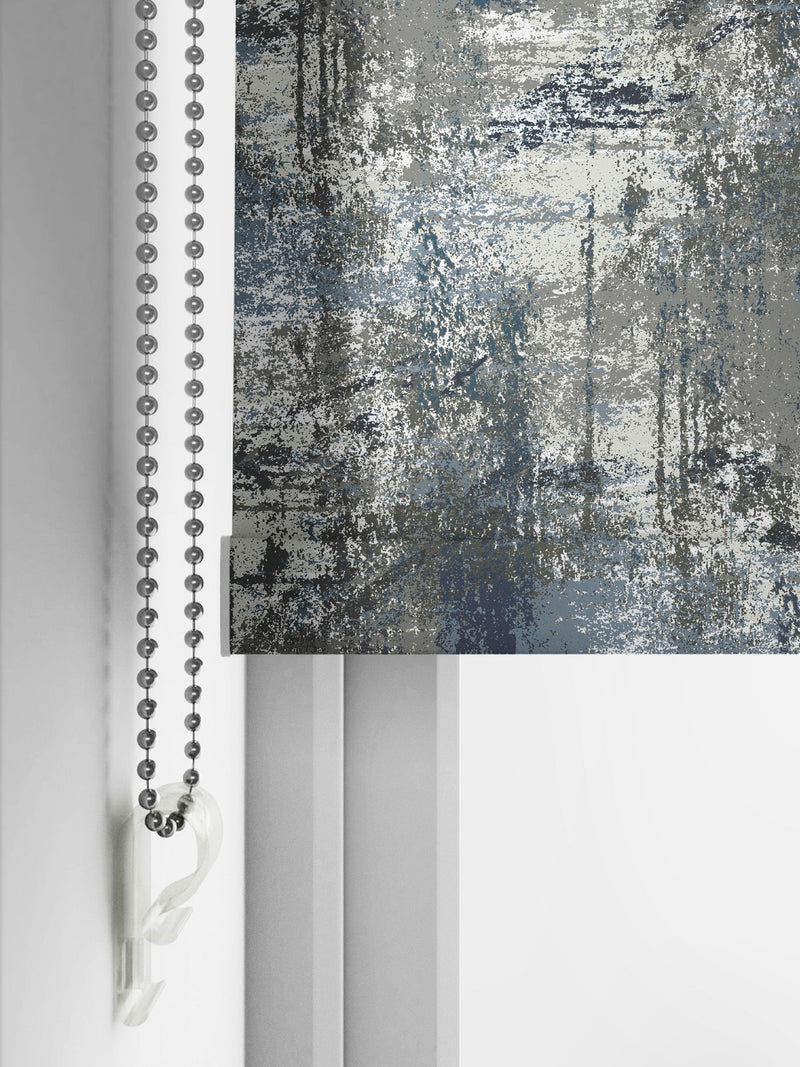 Next teal printed texture roller blind made to measure (British brand)