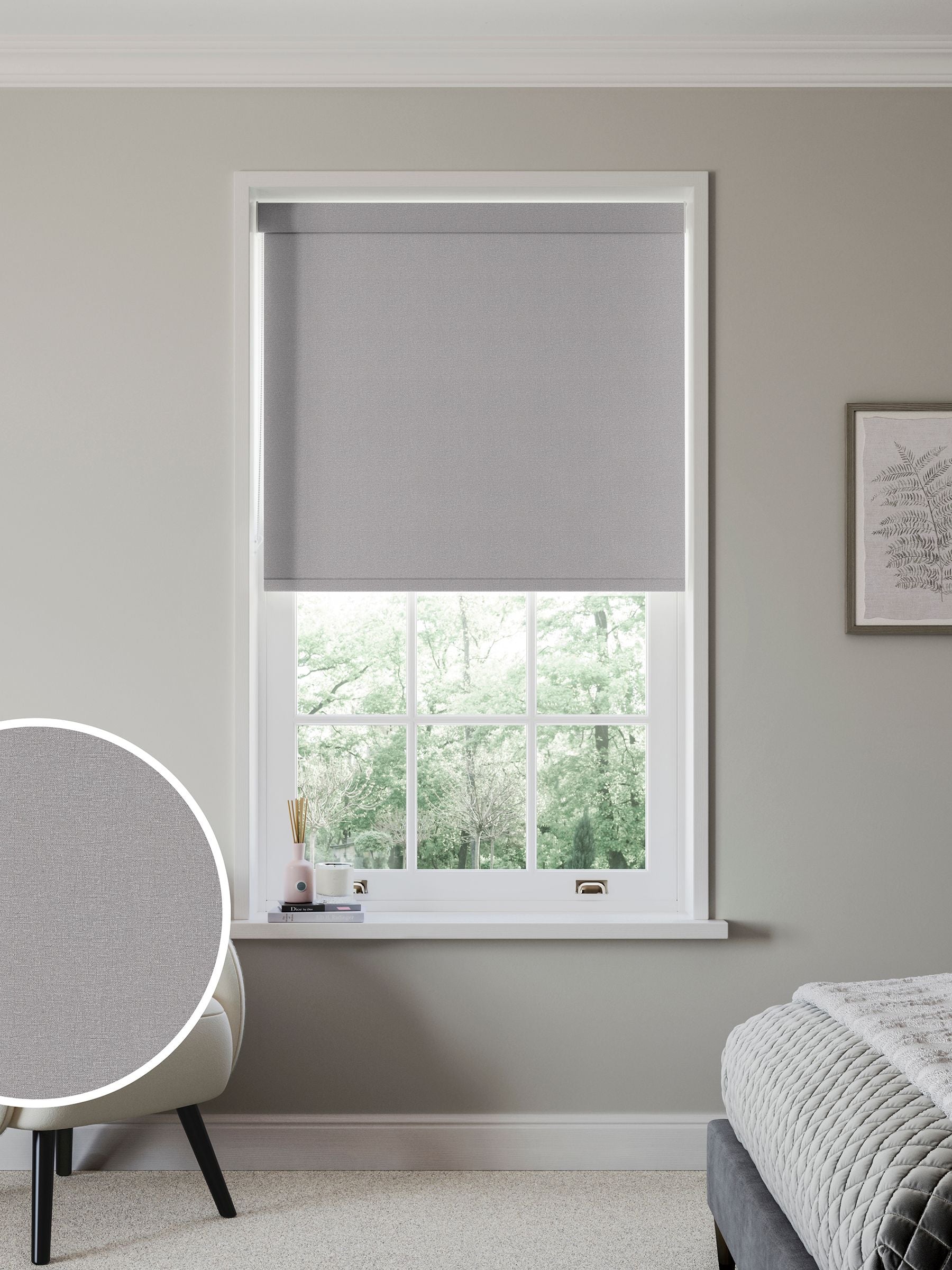 Zizzy grey blackout roller blind made to measure (British brand)
