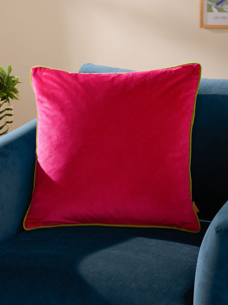 Furn Hot Pink/Lime Meridian Velvet 45 x 45cm Cushion Cover