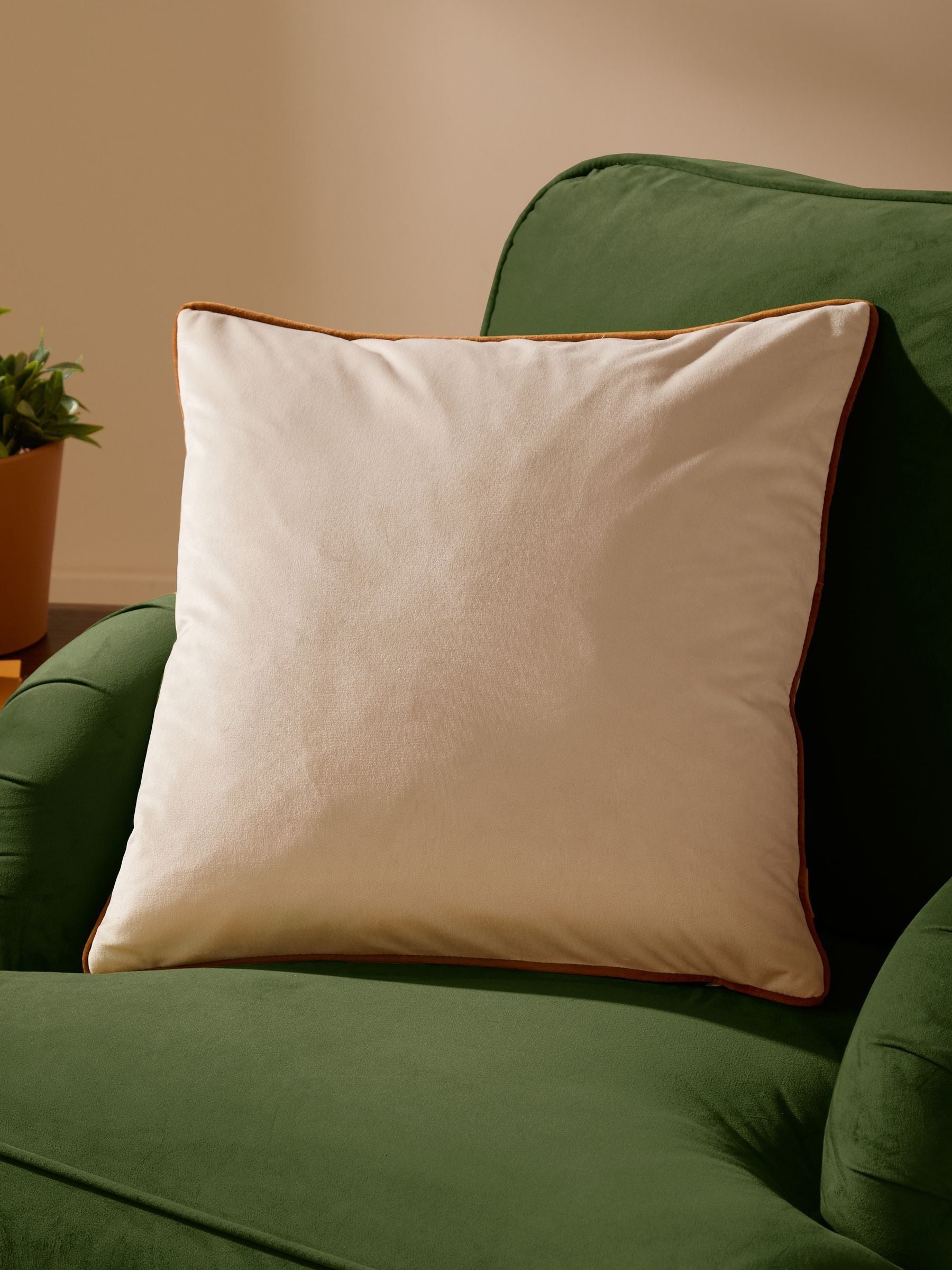 Furn Ecru/Ginger Meridian Velvet 55 x 55cm Cushion Cover