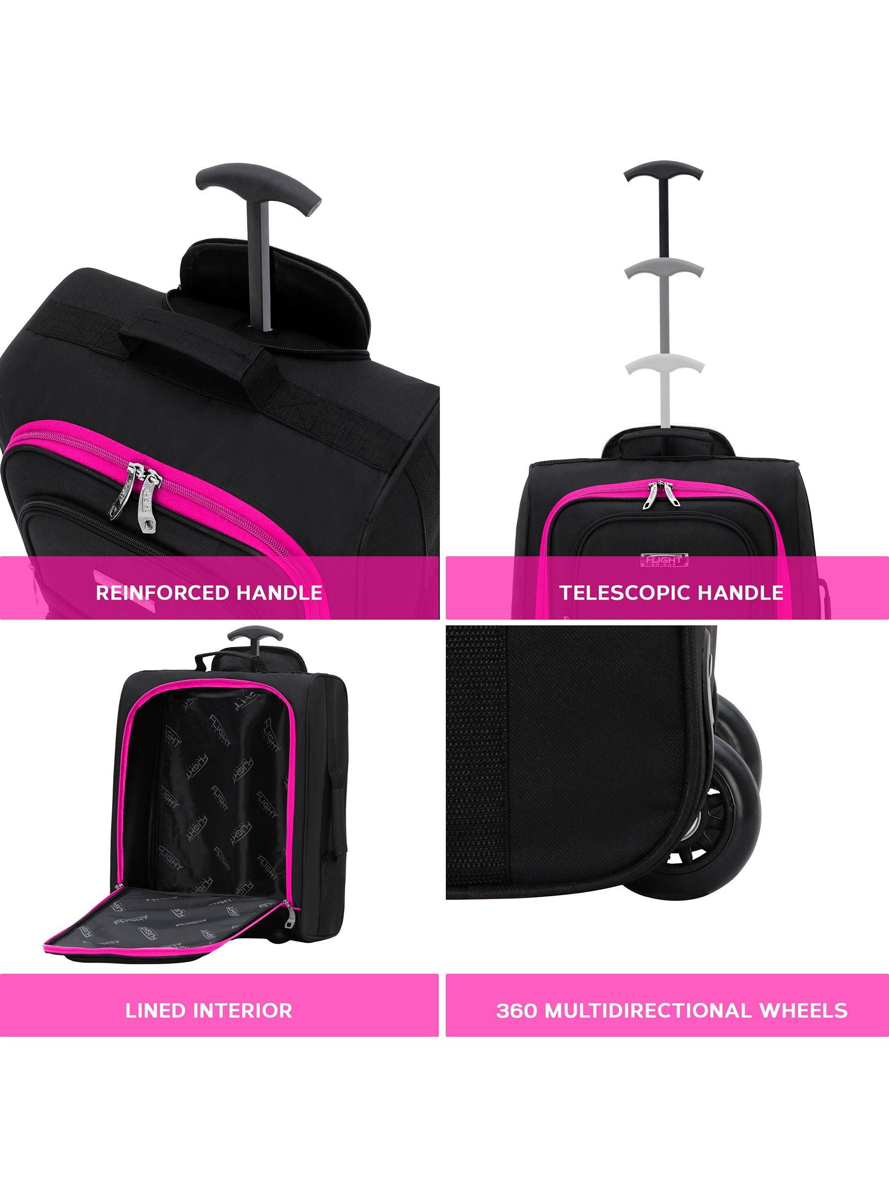 Flight Knight pink cabin bag 18 inch - British product