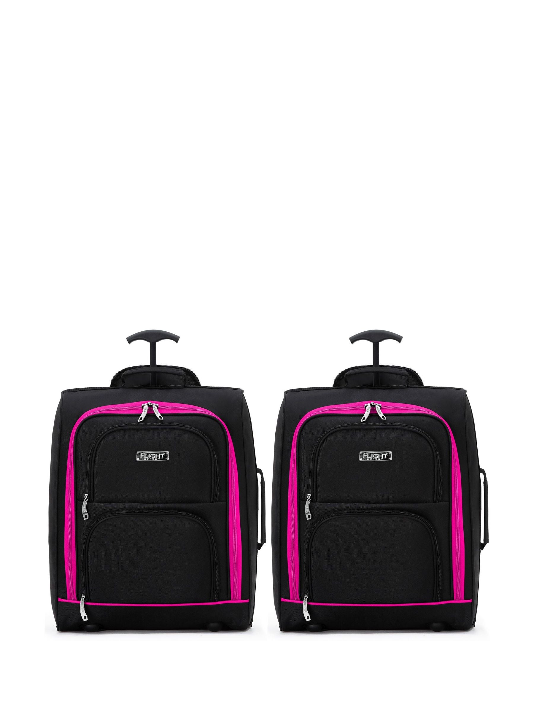 Flight Knight Pink Soft Cabin Carry-On Bag Compatible 100+ Airlines 2 Wheels Luggage