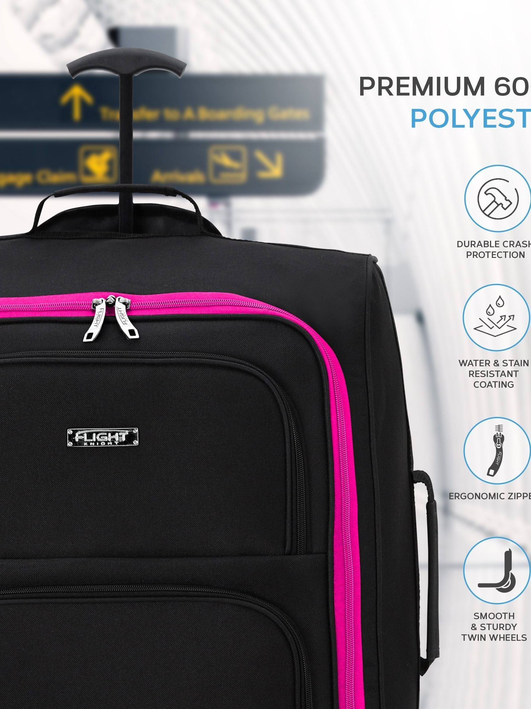 Flight Knight pink soft cabin carry-on bag 56cm (British brand)