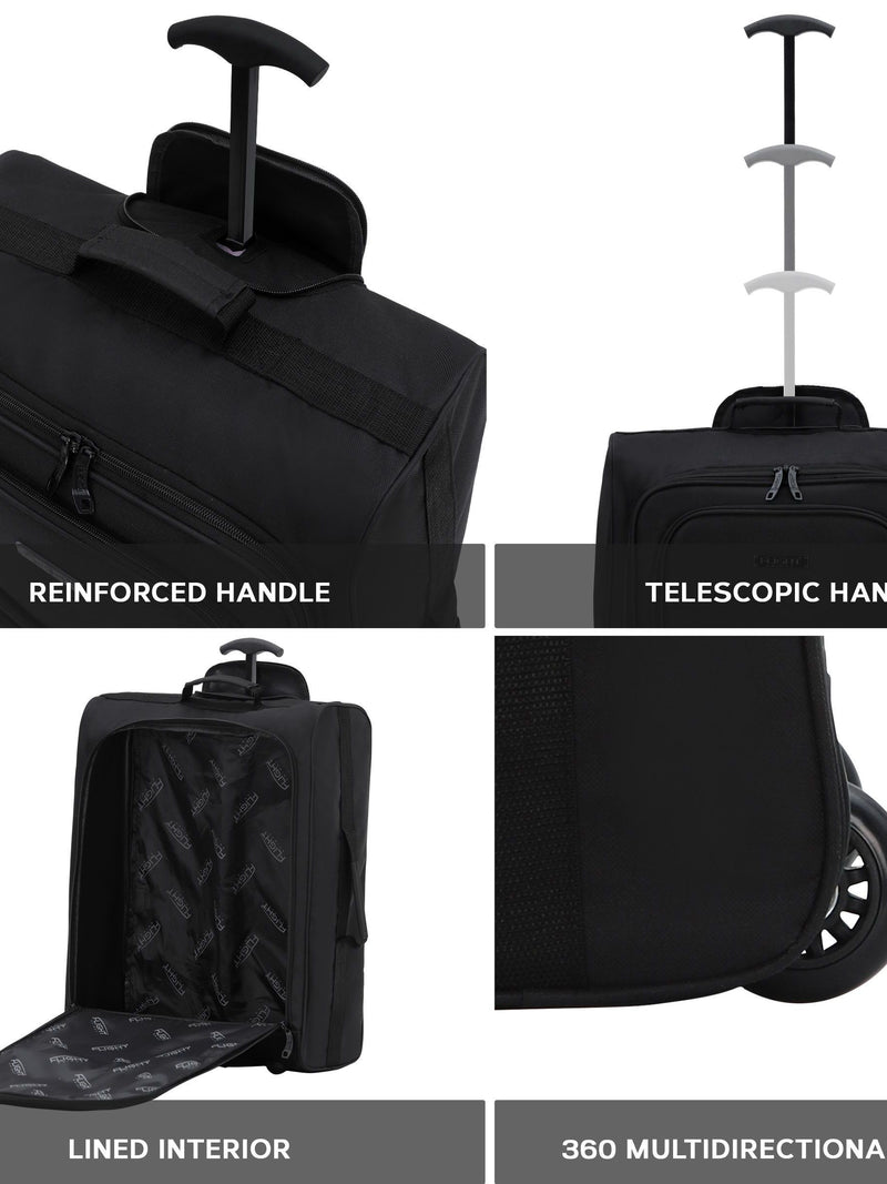 Flight Knight black 2-wheel cabin luggage 55x40x20cm, imported from the UK