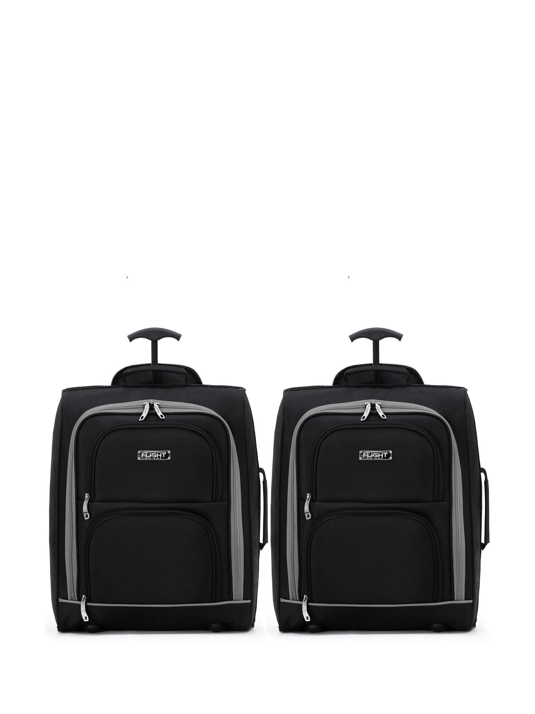 Flight Knight Grey Soft Cabin Carry-On Bag Compatible 100+ Airlines 2 Wheels Luggage