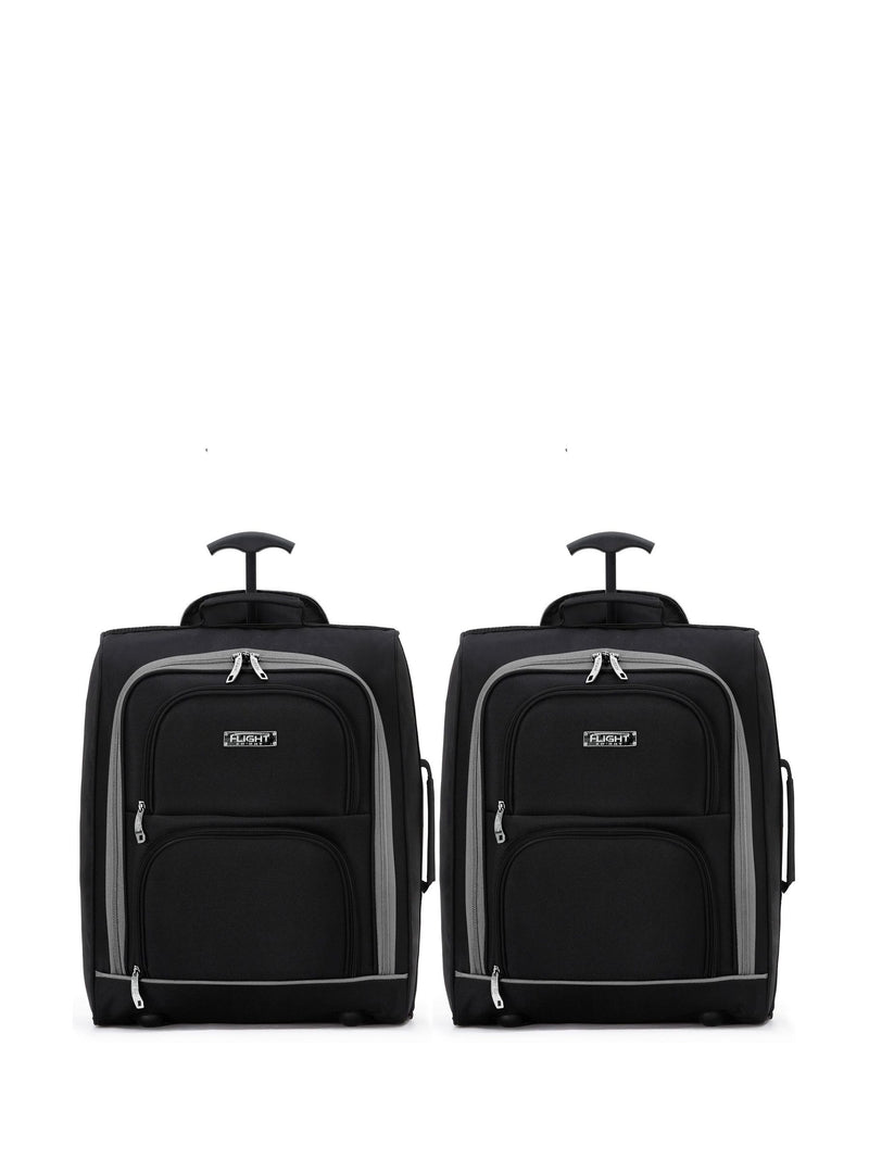 Flight Knight Grey Soft Cabin Carry-On Bag Compatible 100+ Airlines 2 Wheels Luggage