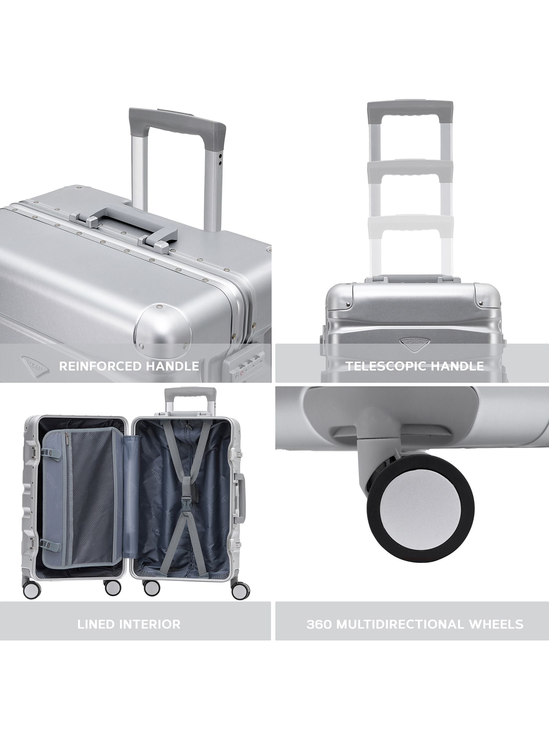 Flight Knight Silver hard shell ABS cabin case 21 inch, UK version