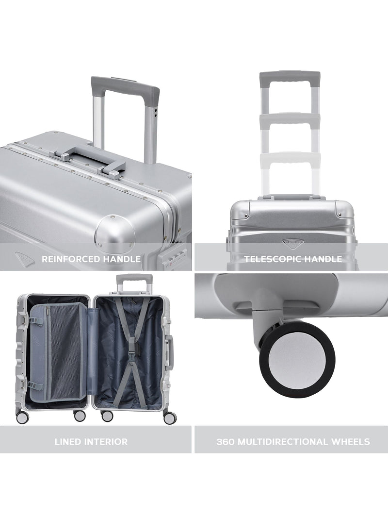 Flight Knight Silver hard shell ABS cabin case 21 inch, UK version