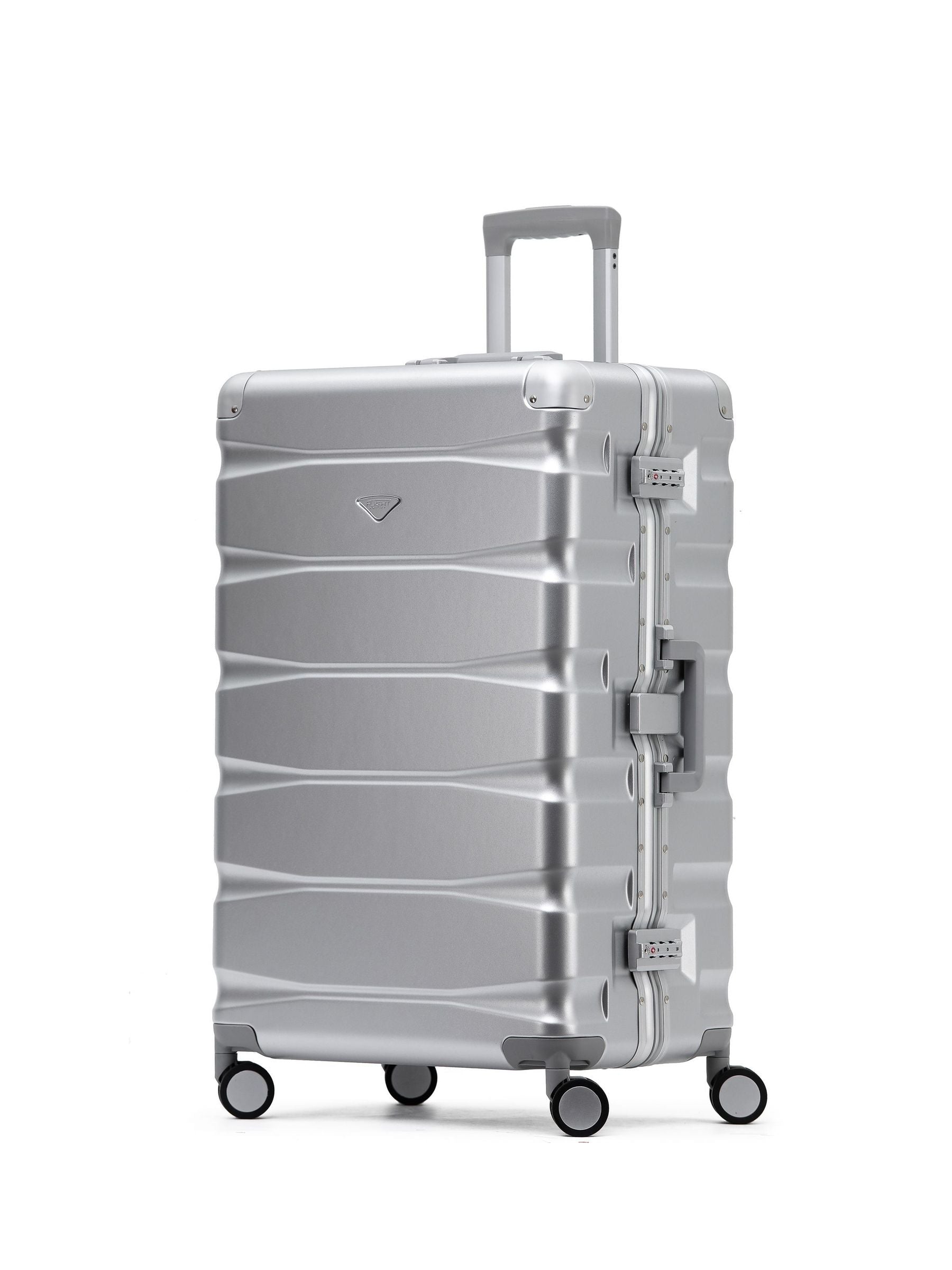 Flight Knight silver large aluminium frame hardcase suitcase (British brand)