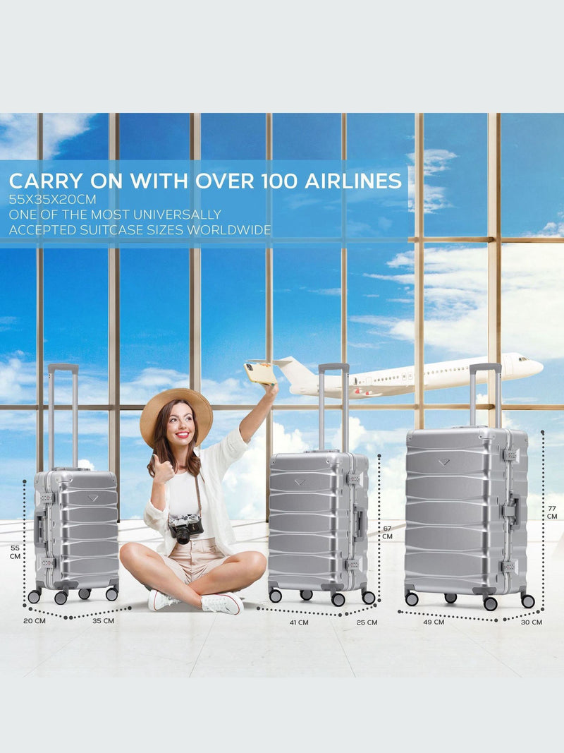 Flight Knight silver large aluminium frame hardcase suitcase (British brand)