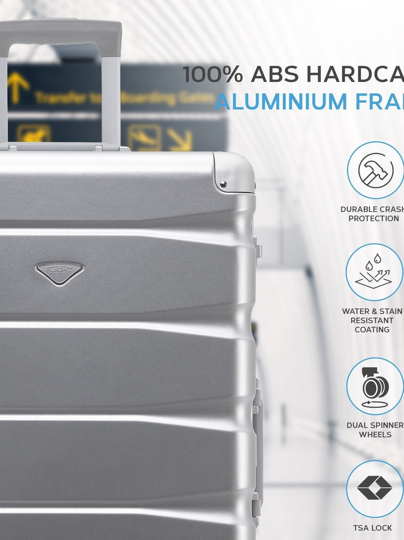 Flight Knight silver large aluminium frame hardcase suitcase (British brand)