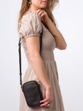 Pure Luxuries London black Nappa leather cross-body phone bag - British product