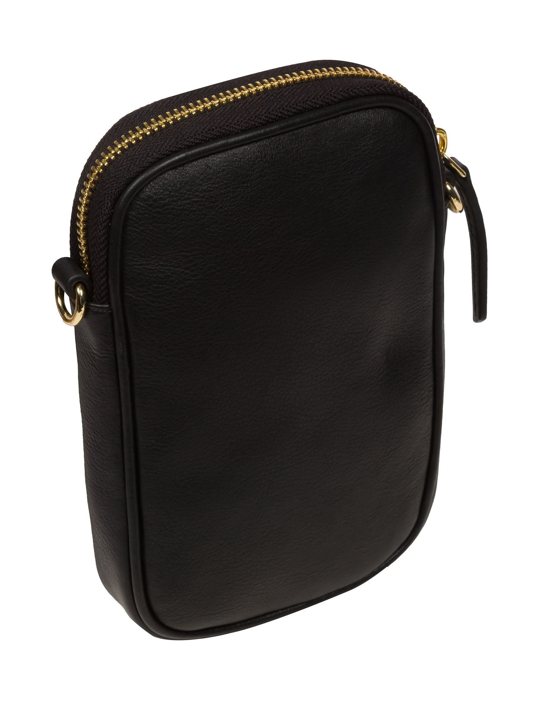 Pure Luxuries London black Nappa leather cross-body phone bag - British product