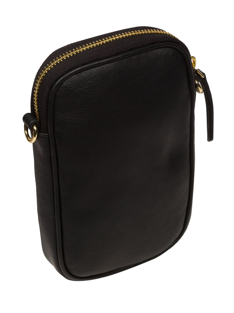Pure Luxuries London black Nappa leather cross-body phone bag - British product