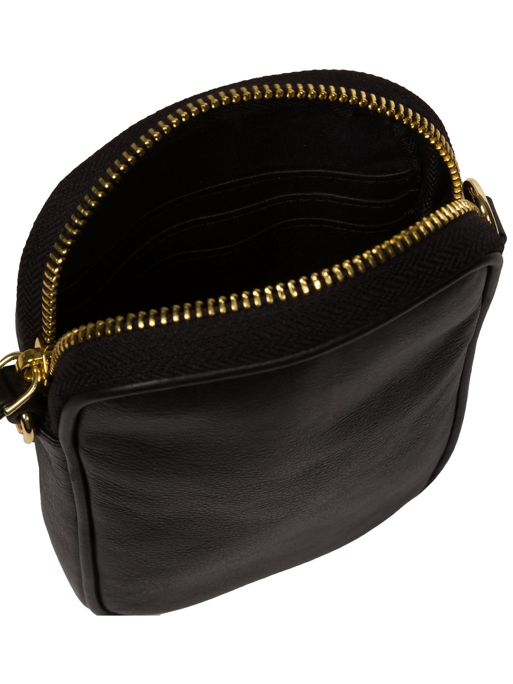 Pure Luxuries London black Nappa leather cross-body phone bag - British product