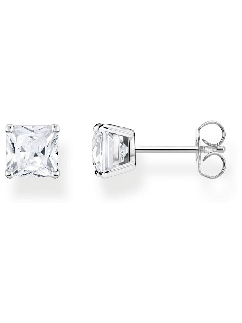 Thomas Sabo white princess cut zirconia stud earrings (British brand)