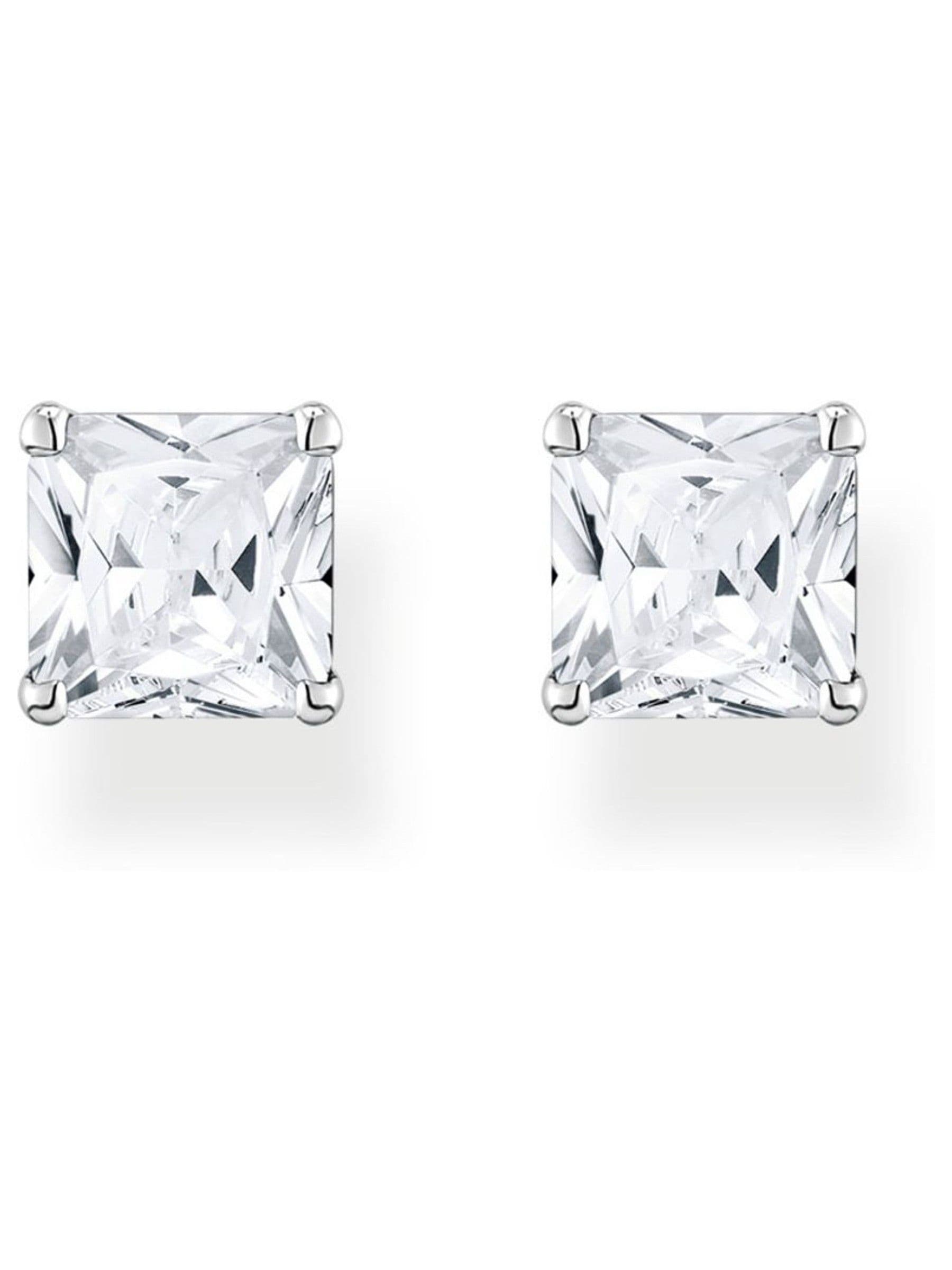 Thomas Sabo white princess cut zirconia stud earrings (British brand)