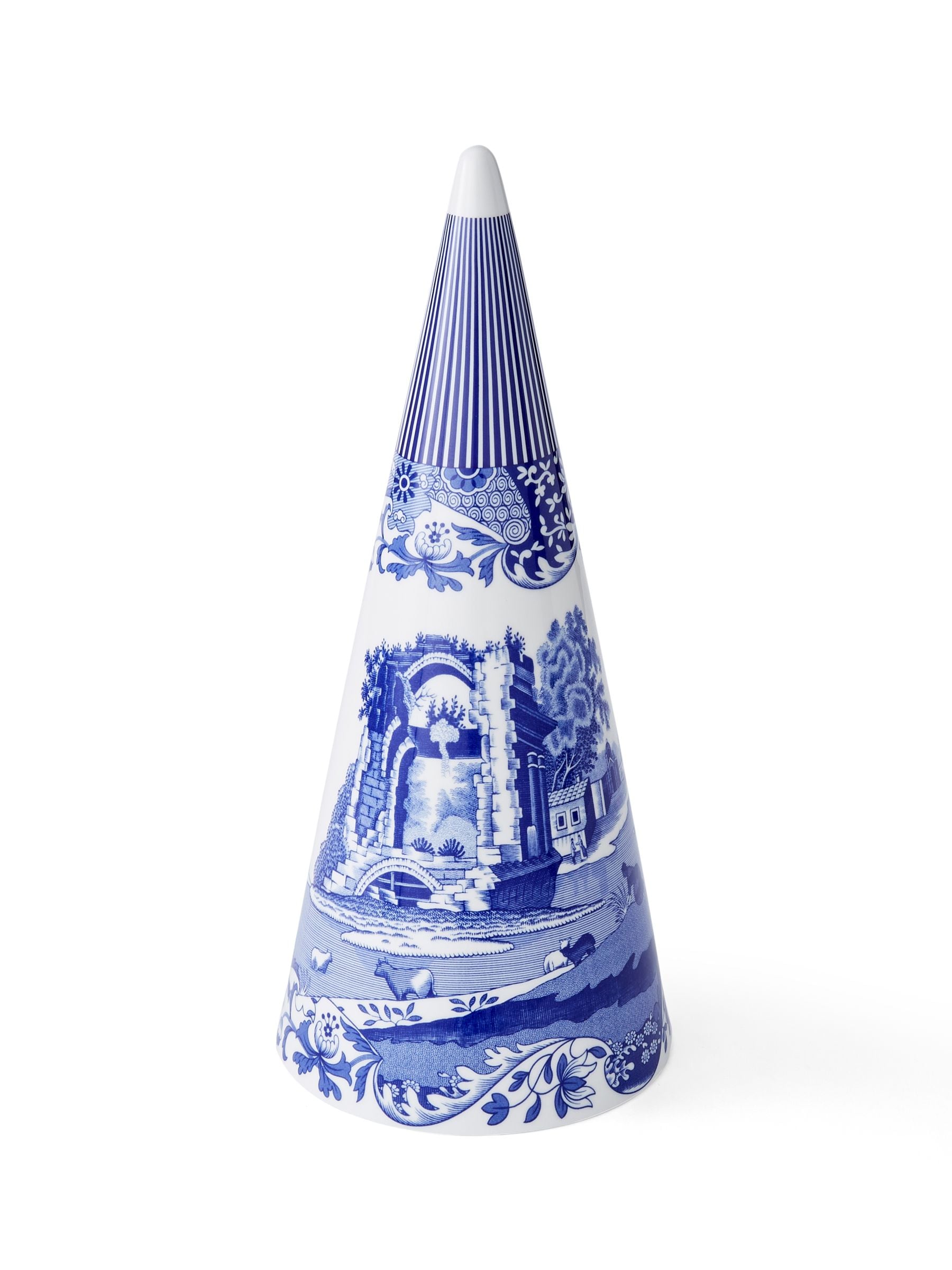 Spode Blue Italian large porcelain decorative cone, UK version