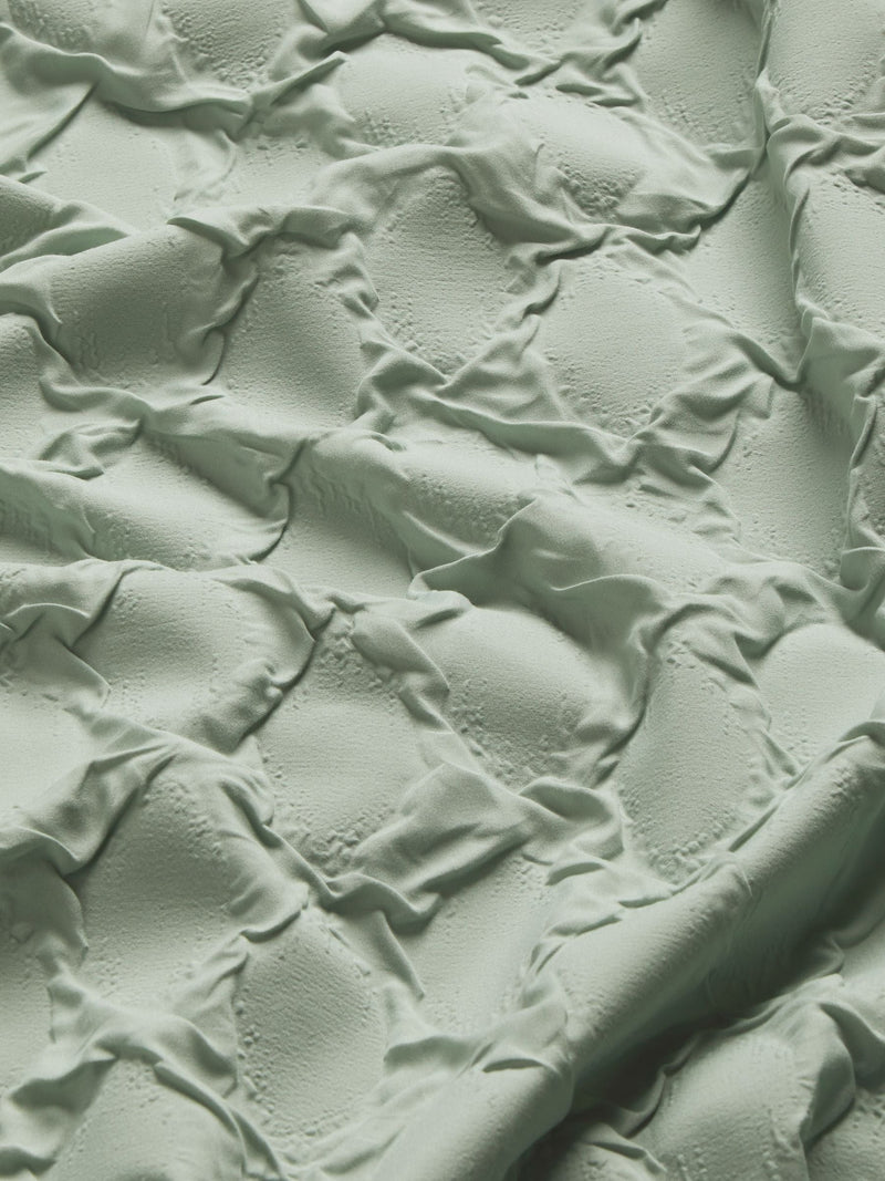 Green sage textured embossed duvet cover and pillowcase set, UK version