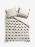 Monochrome tufted wave duvet cover and pillowcase set, imported from the UK