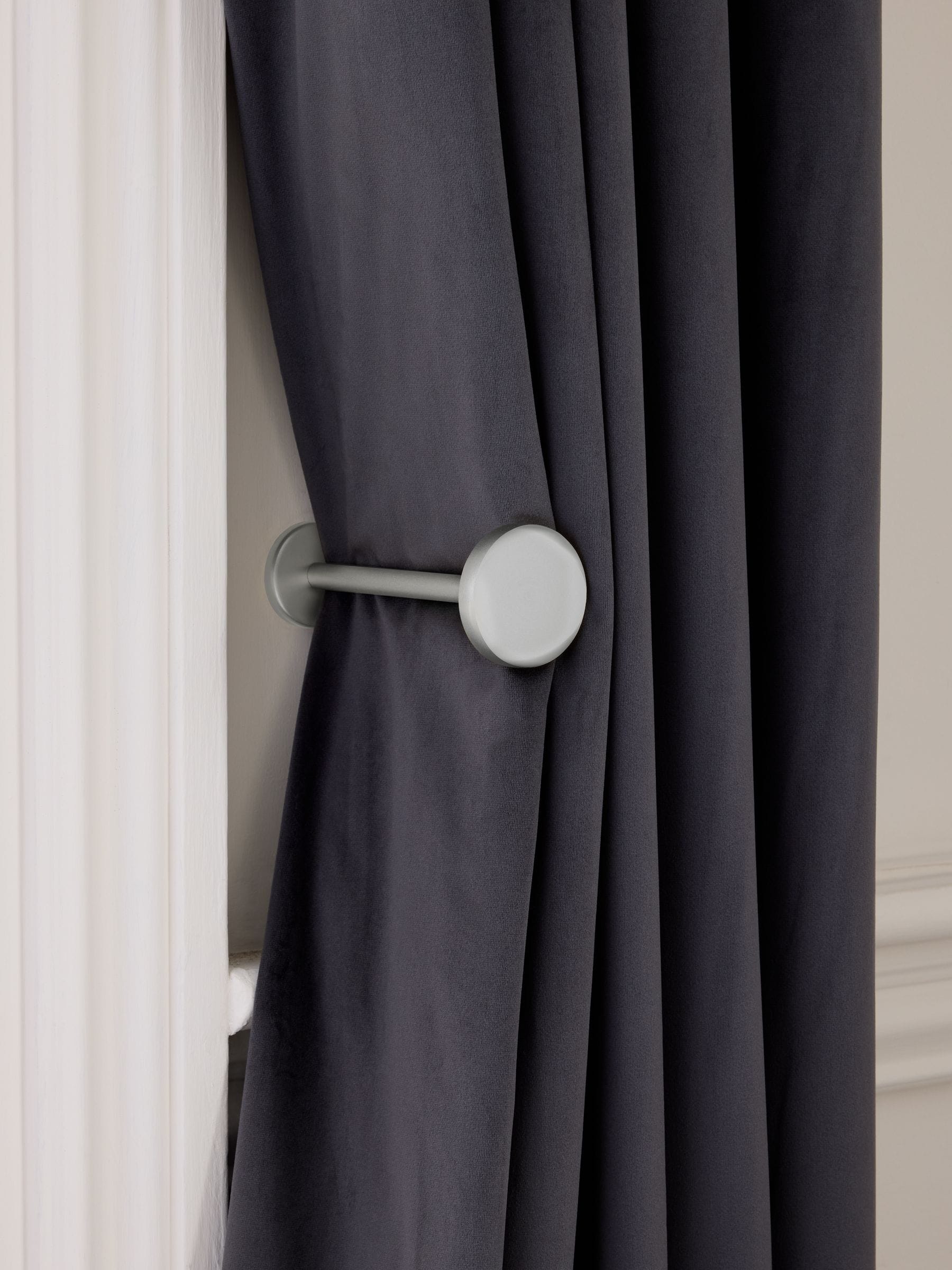 Set of 2 Brushed Silver Next Stud Curtain Holdbacks