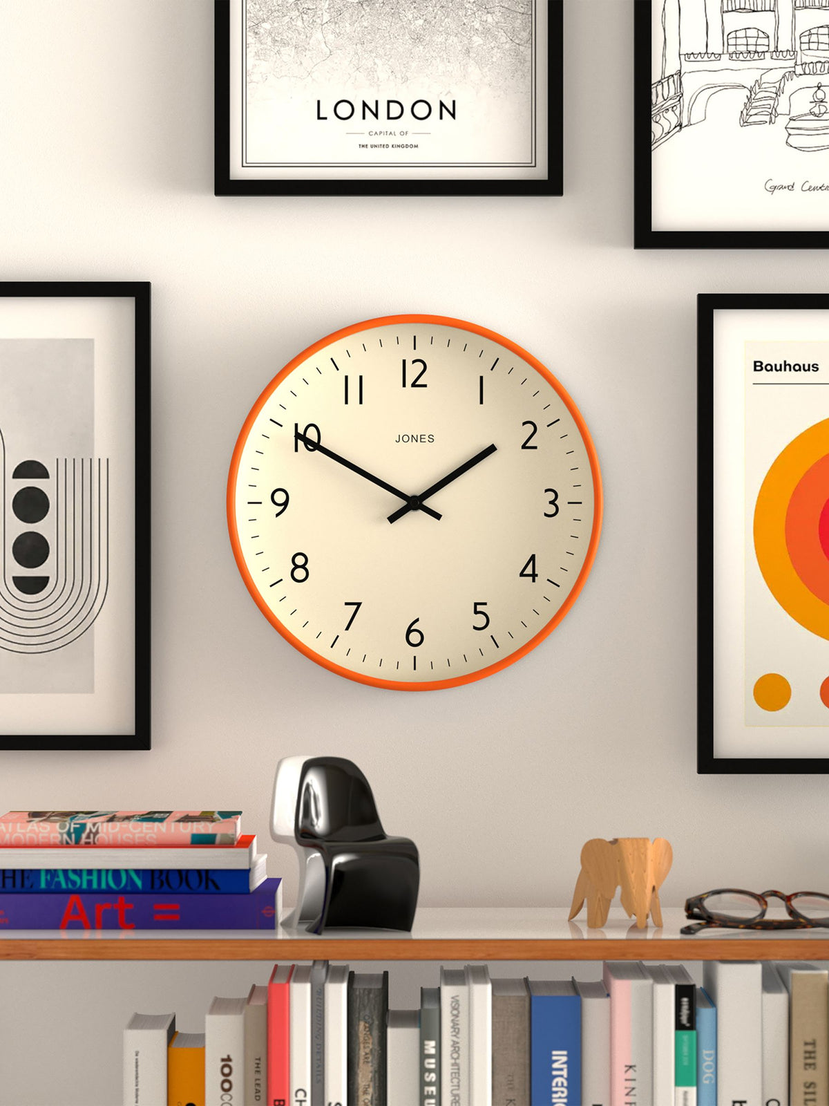Jones Clocks Fizzy Orange wall clock 30cm, UK version