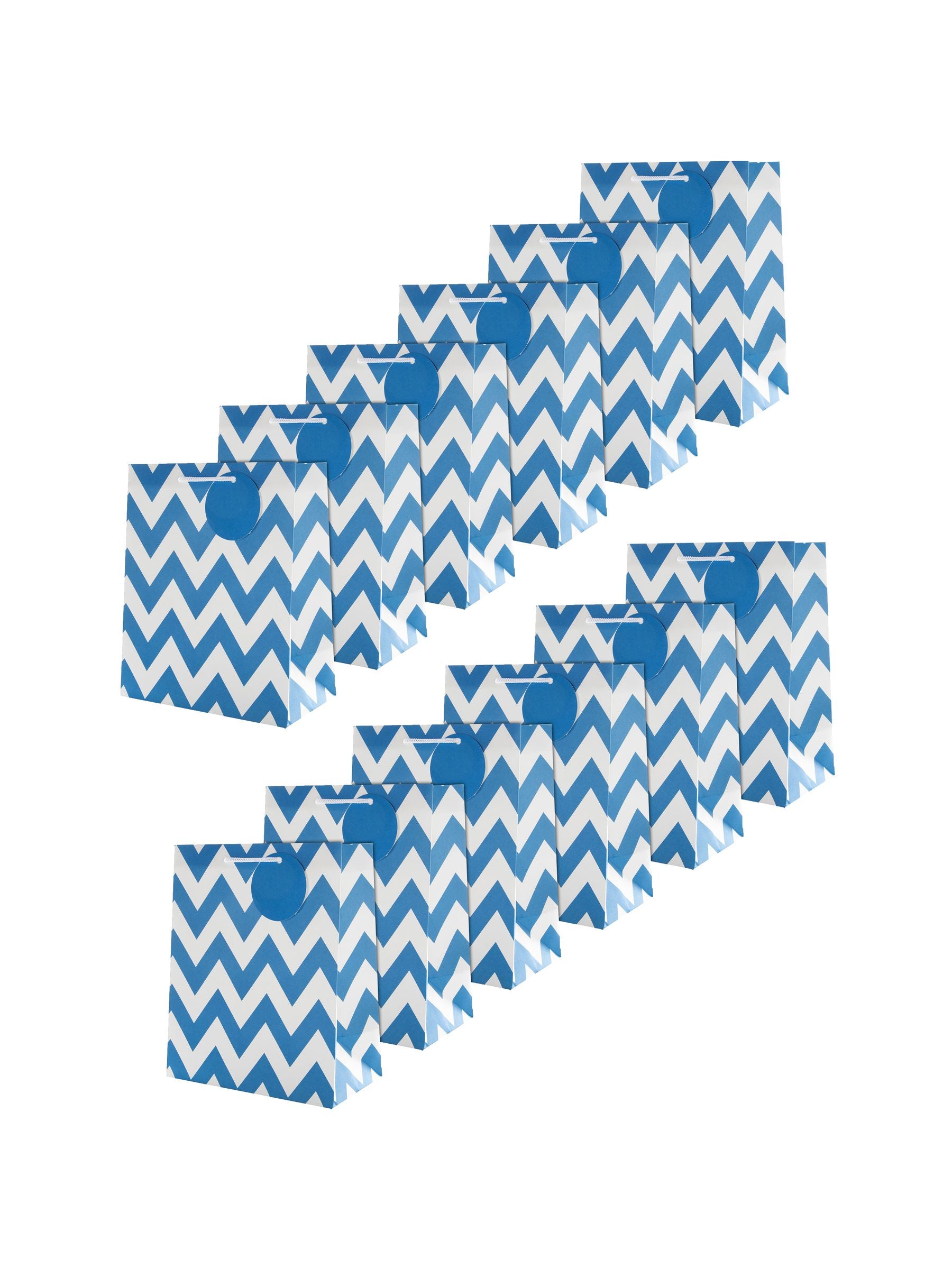 Hallmark blue zig-zag design medium gift bags set of 12, UK version