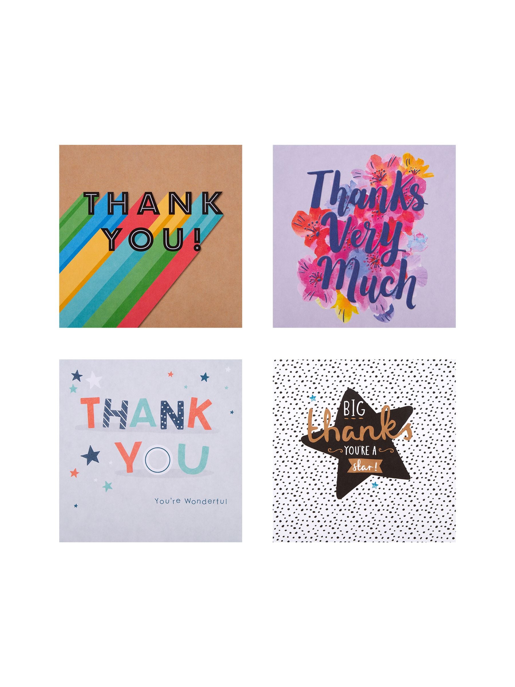 Hallmark Dankeskarten 4 Designs 20er-Pack quadratisch, britische Version