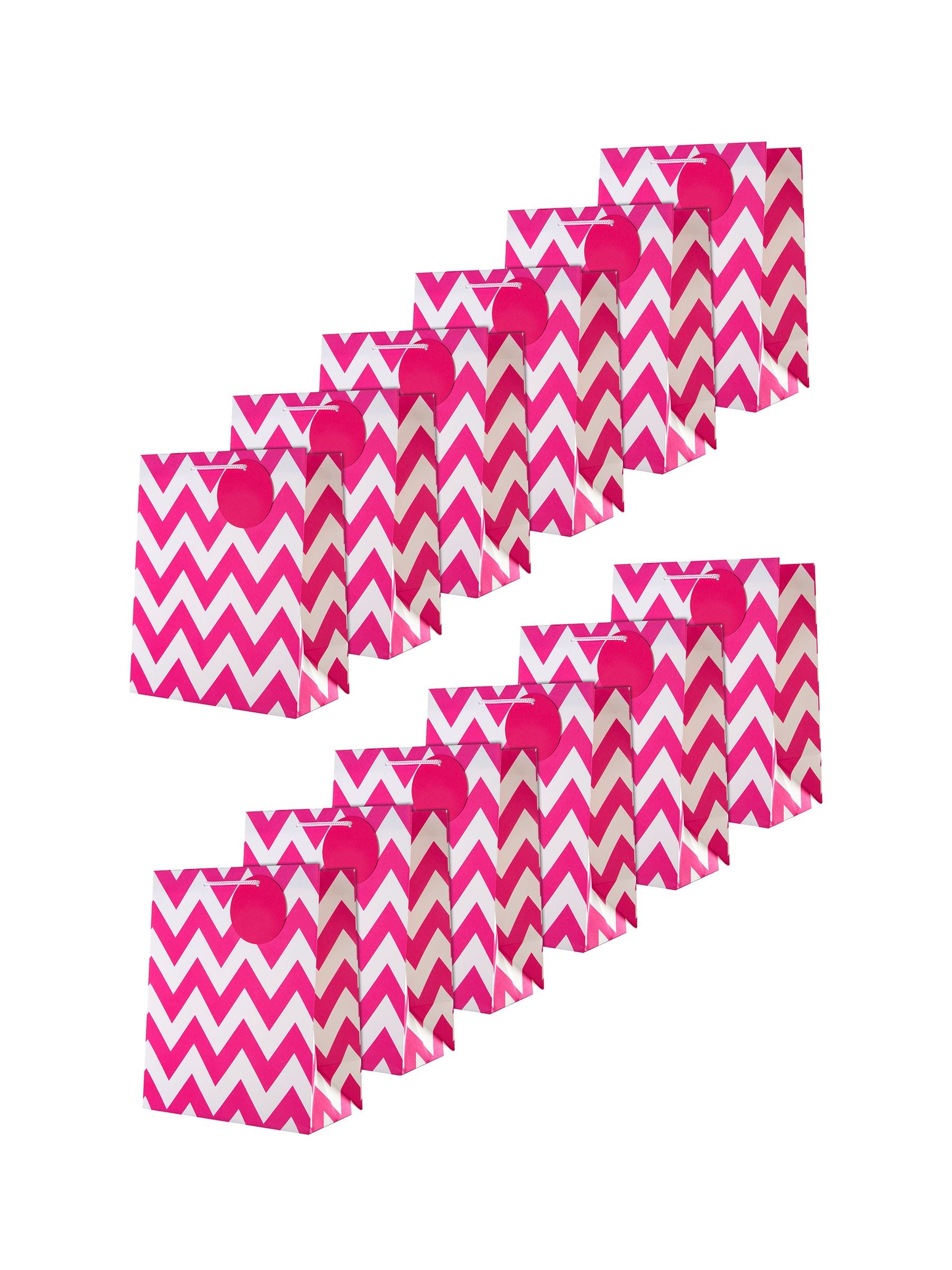 Hallmark pink medium gift bags with zig-zag design, UK version