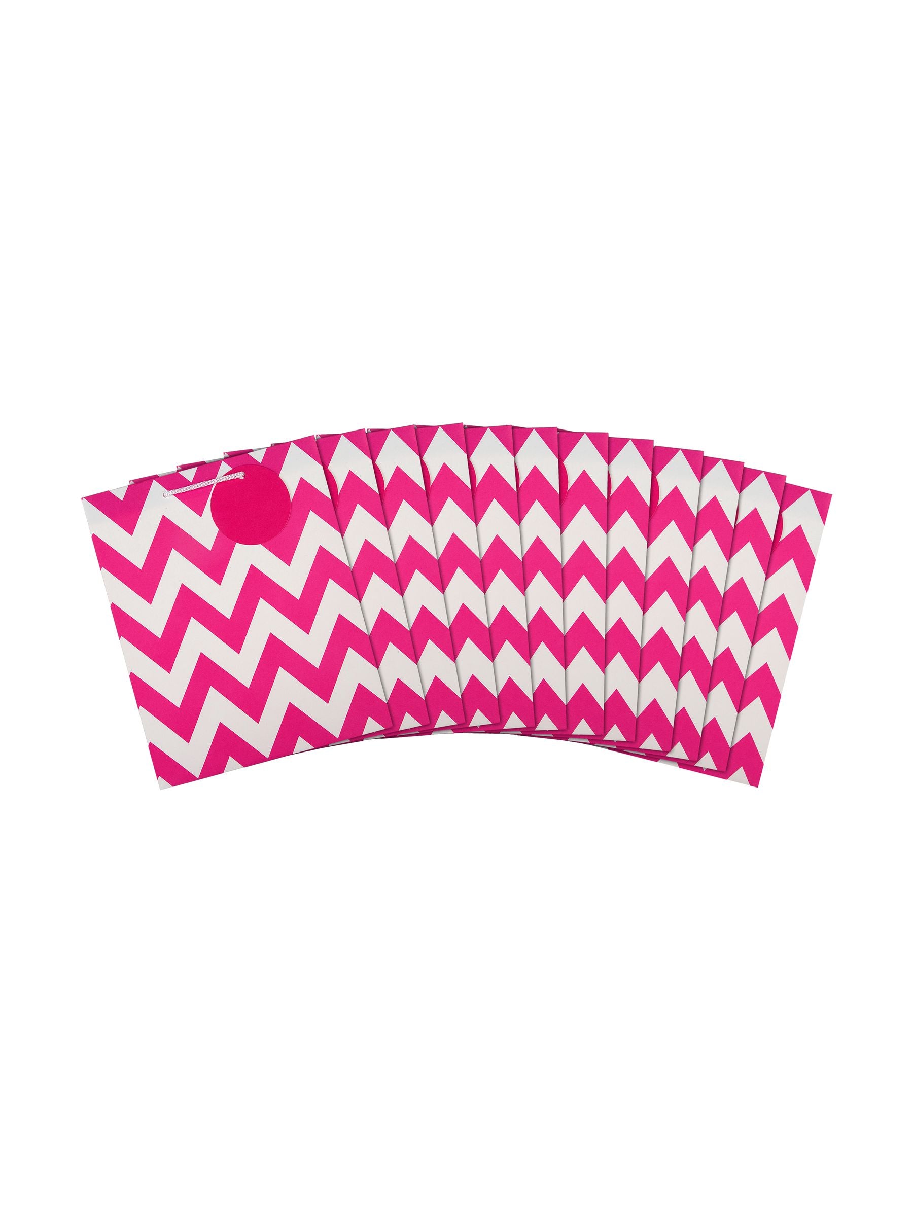 Hallmark pink medium gift bags with zig-zag design, UK version