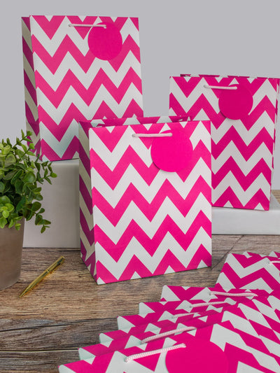 Next Hallmark Pink Medium Gift Bags with Zig-Zag Design, Set of 12- Buy online at McGrocer