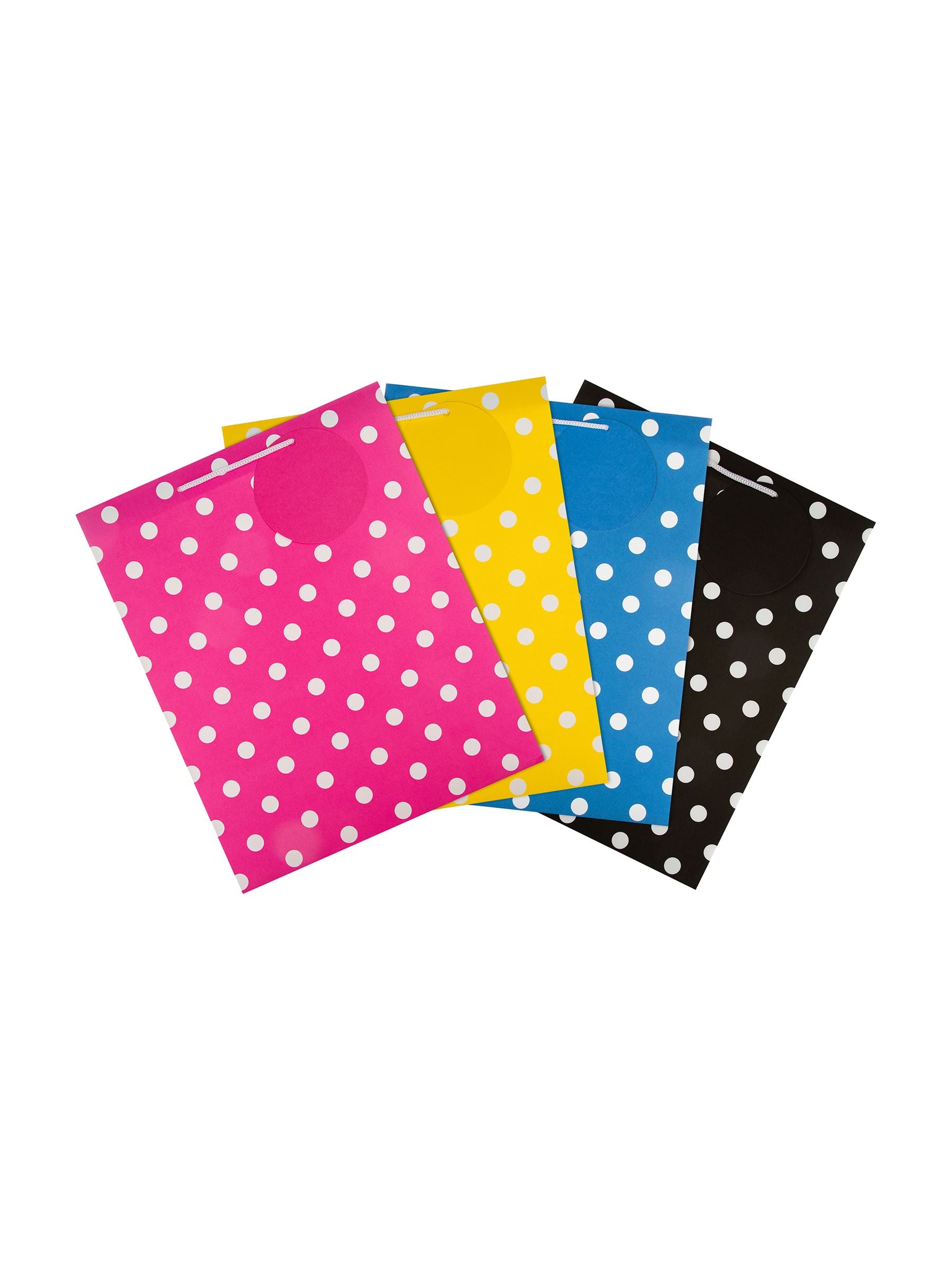 Hallmark set of 4 large polka dot gift bags, UK version