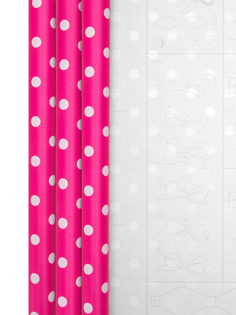 Hallmark Pink 6M Pack of 3 Polka Dot Wrapping Paper