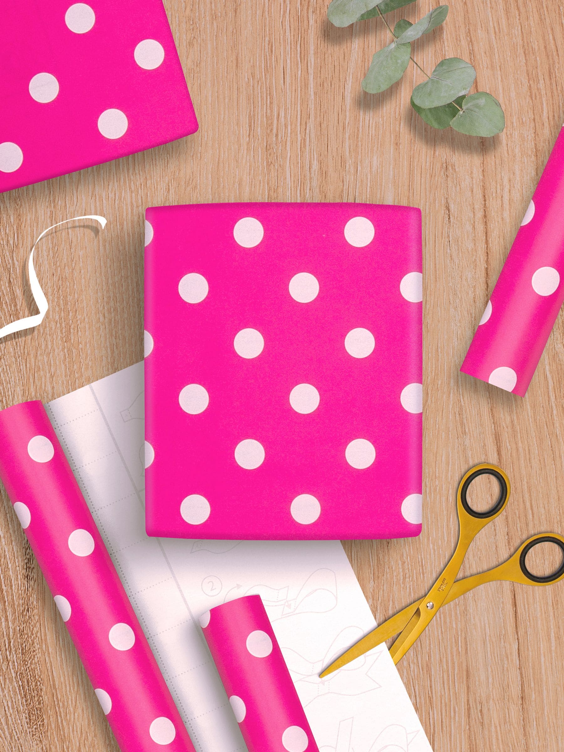 Hallmark Pink 6M Pack of 3 Polka Dot Wrapping Paper