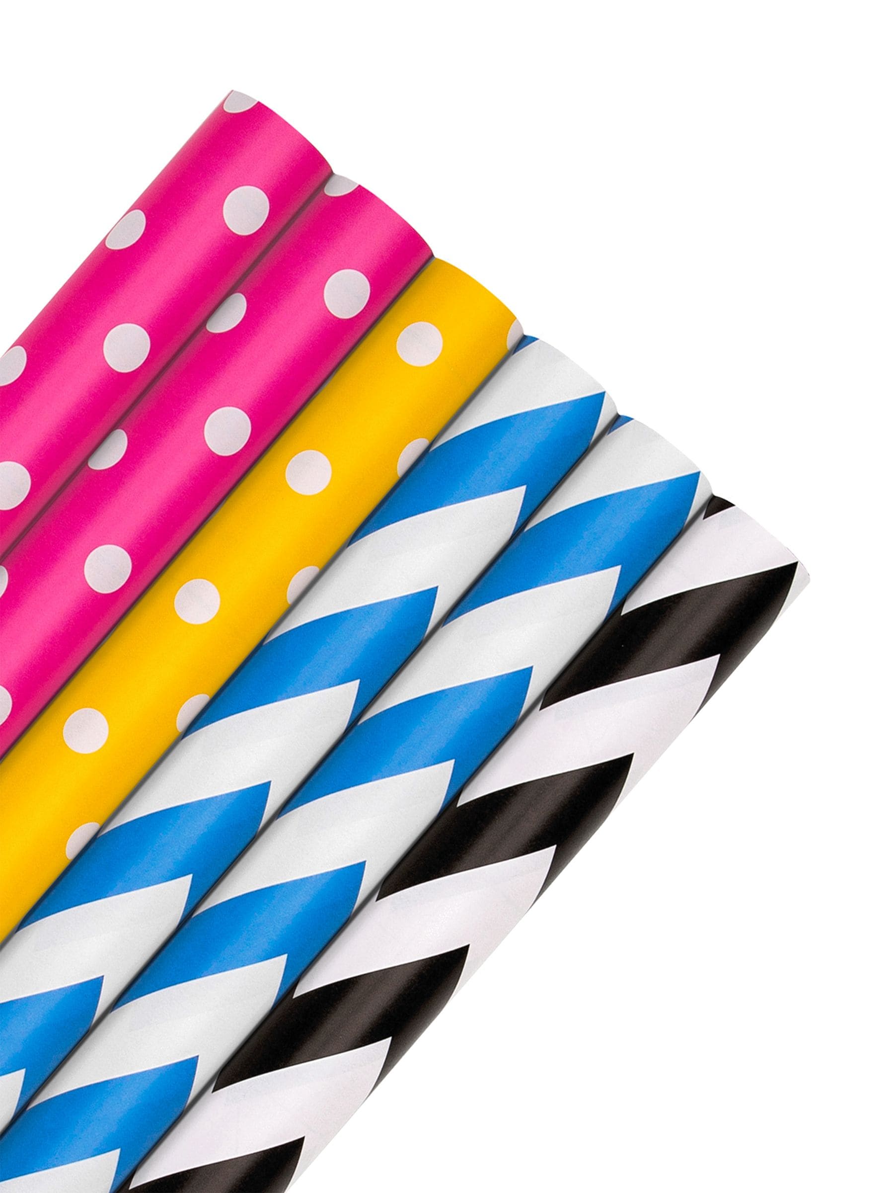 Hallmark multicoloured spots and stripes wrapping paper 6 rolls x 2m, UK version
