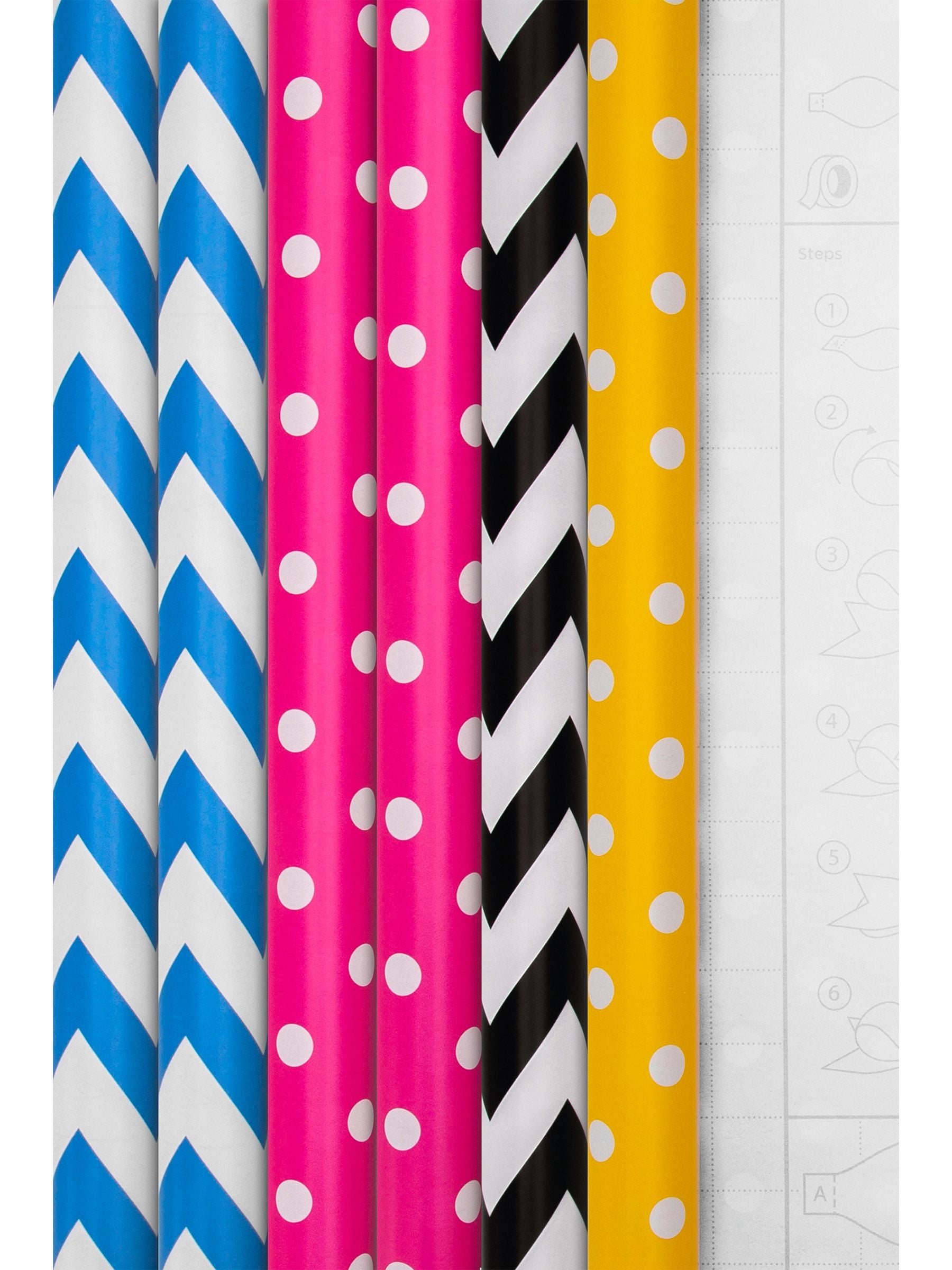 Hallmark multicoloured spots and stripes wrapping paper 6 rolls x 2m, UK version