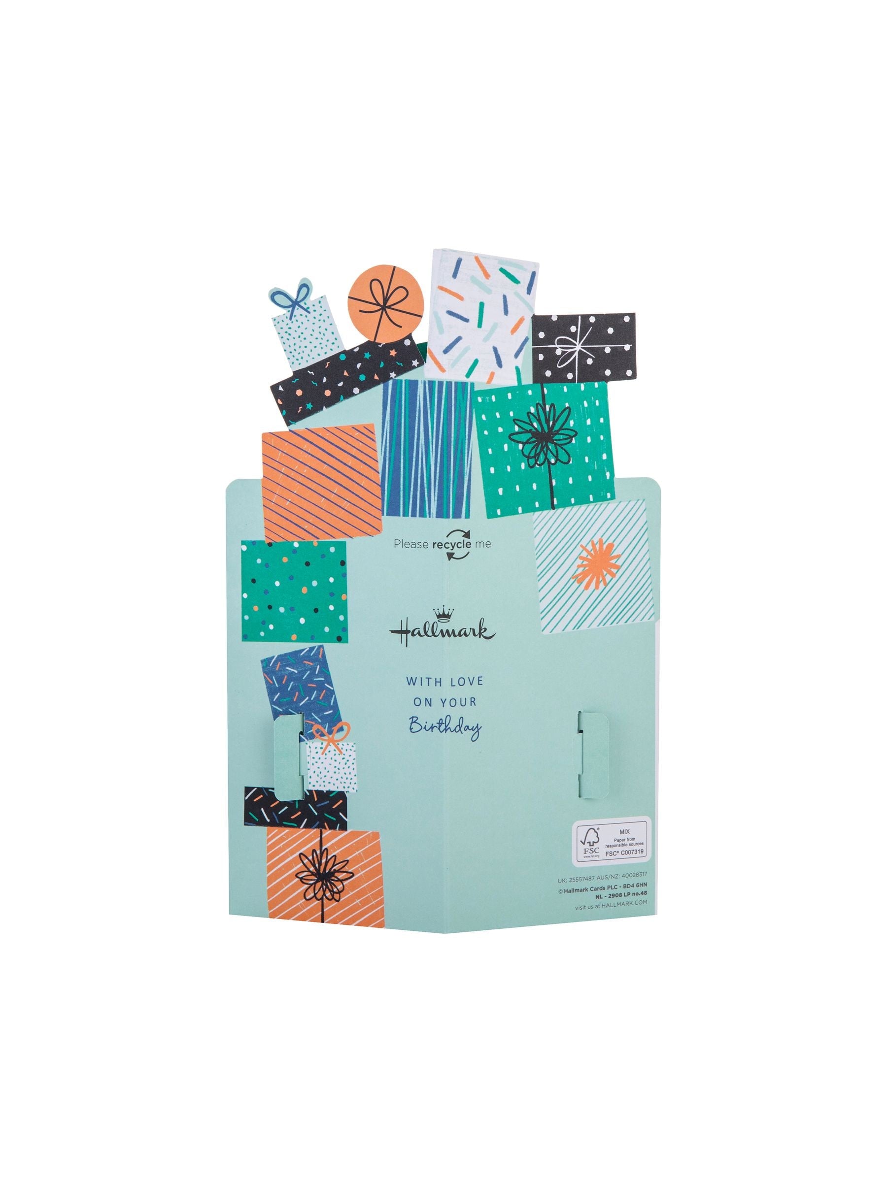 Hallmark birthday card for nephew 3D presents design, UK version