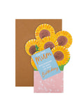 Hallmark yellow birthday card for Mum with pop-up 3D sunflowers design, UK version