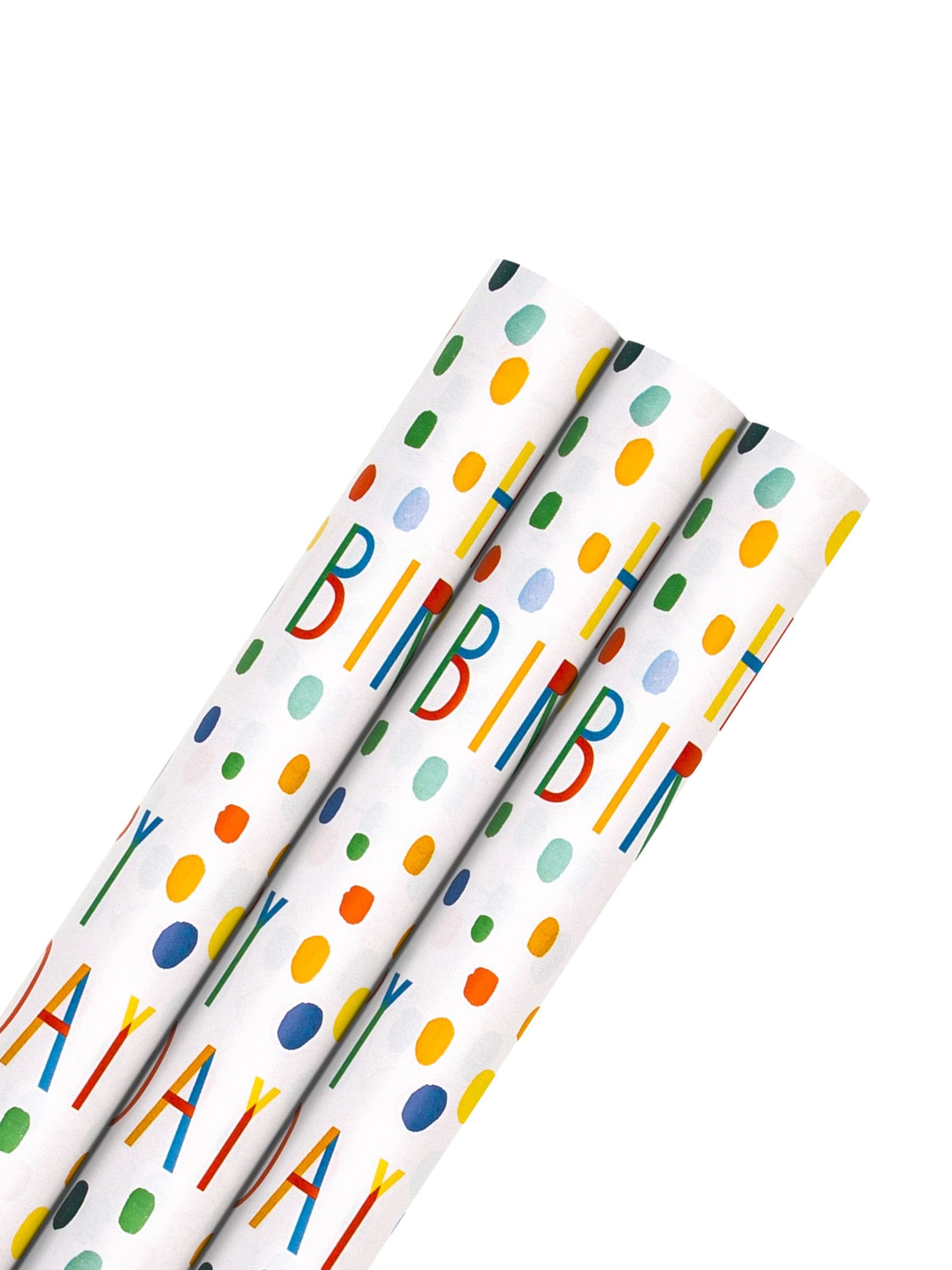 Hallmark White 6M Pack of 3 Birthday Wrapping Paper