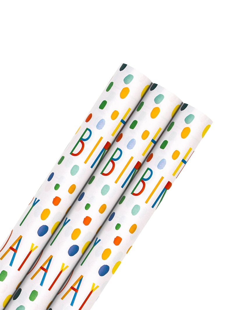 Hallmark White 6M Pack of 3 Birthday Wrapping Paper