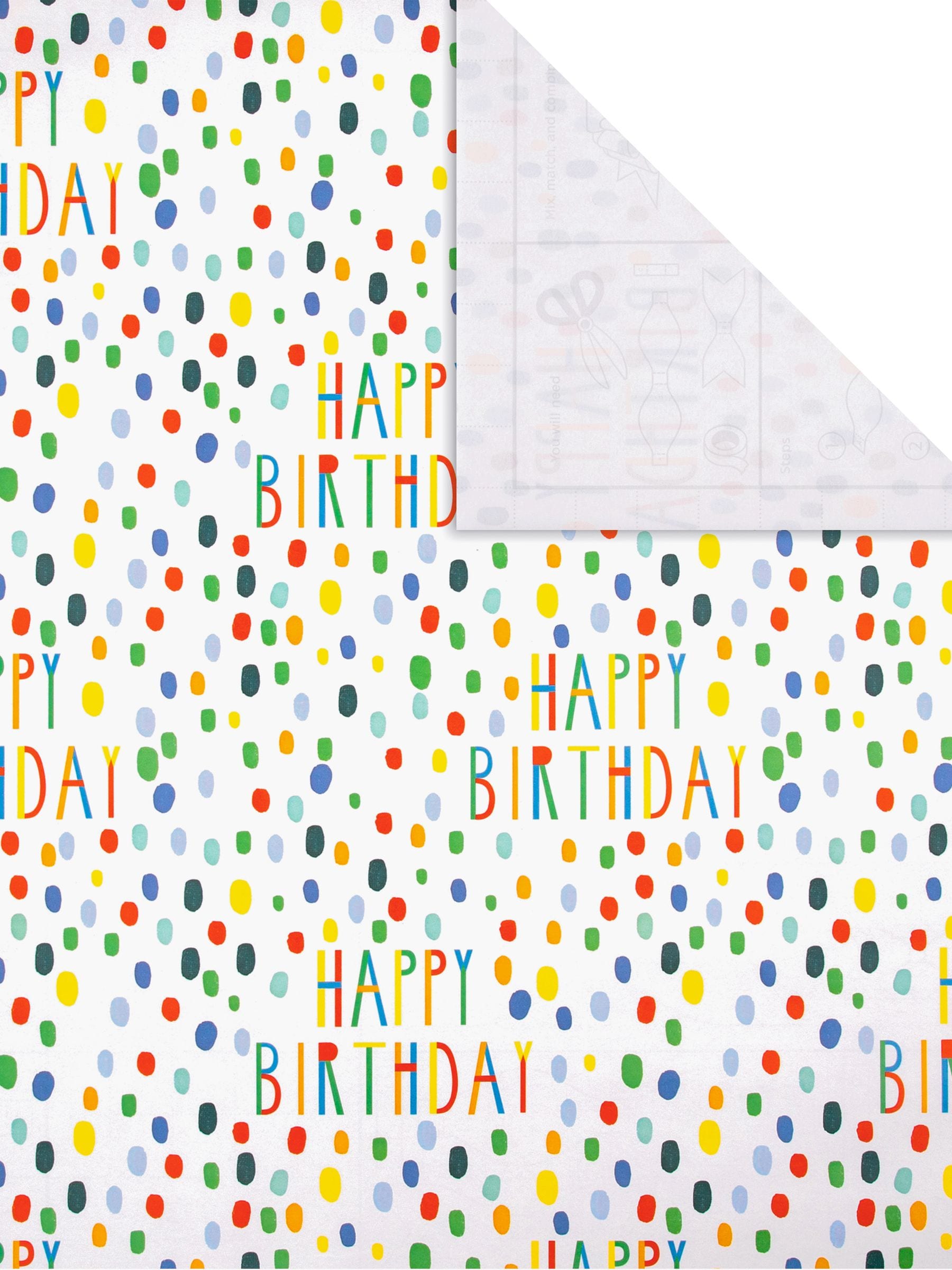 Hallmark White Birthday Wrapping Paper Pack of 3, UK version